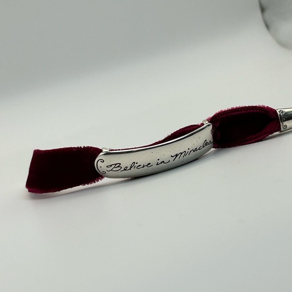 Brighton Believe in Miracles Bracelet Purplish Red Velvet Band Silver Plated - Picture 8 of 11